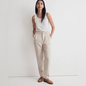 Madewell The Tailored Tapered Pant in Striped 100% Linen 8 Tall